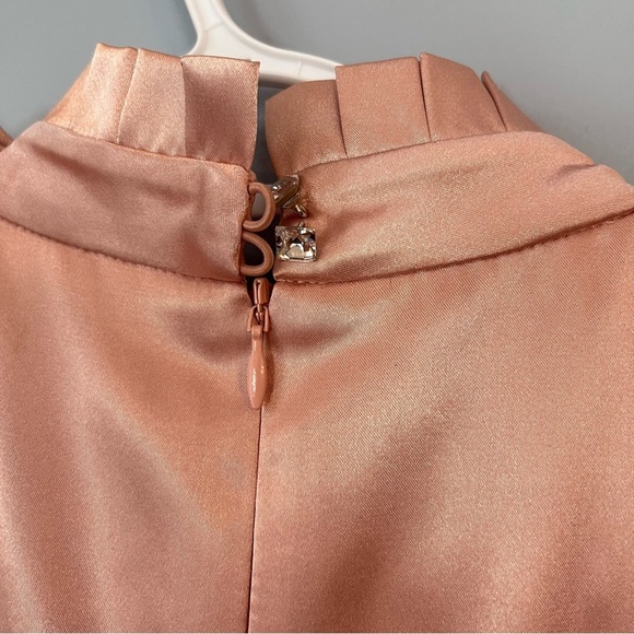 NWT ted baker satin bow neck pleated midi dress rose gold Size 8 spring wedding - Picture 6 of 15